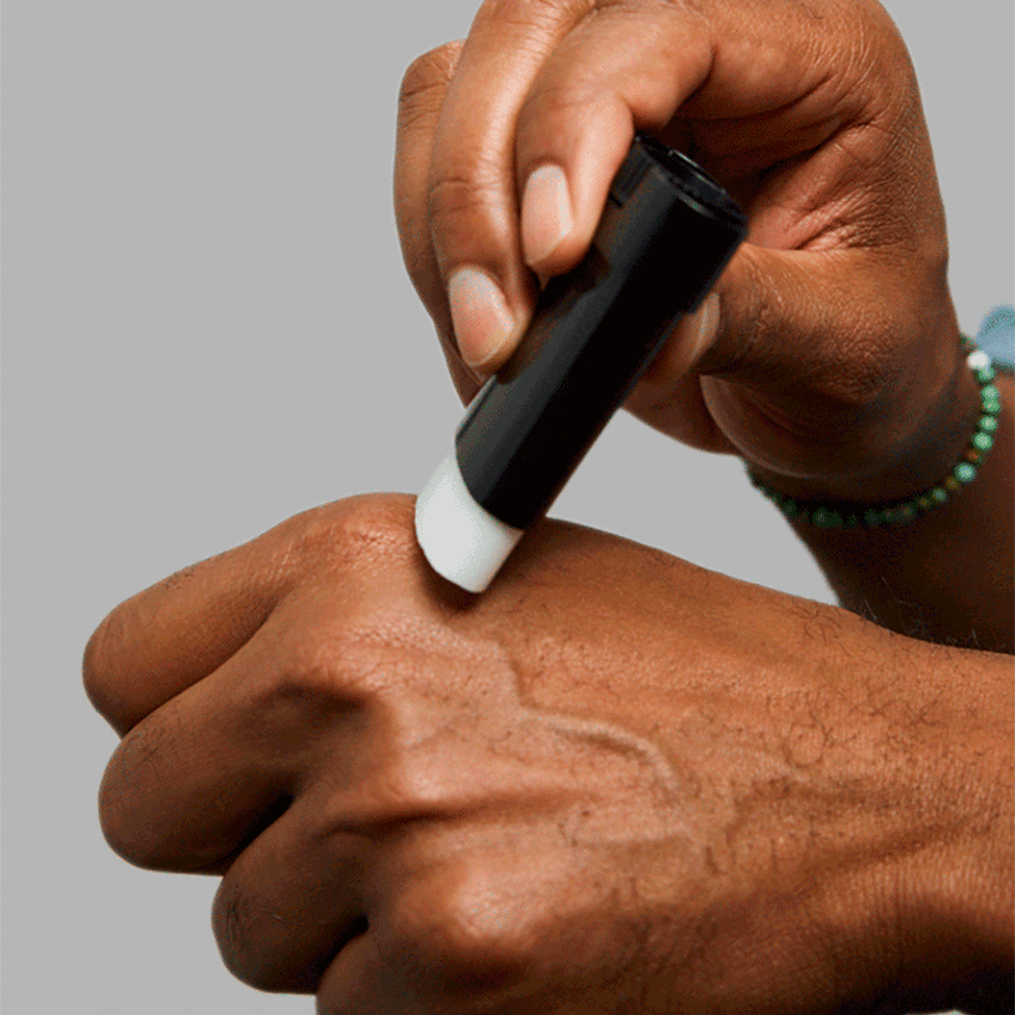 Video of man applying Anti-Shine Stick to his hand.