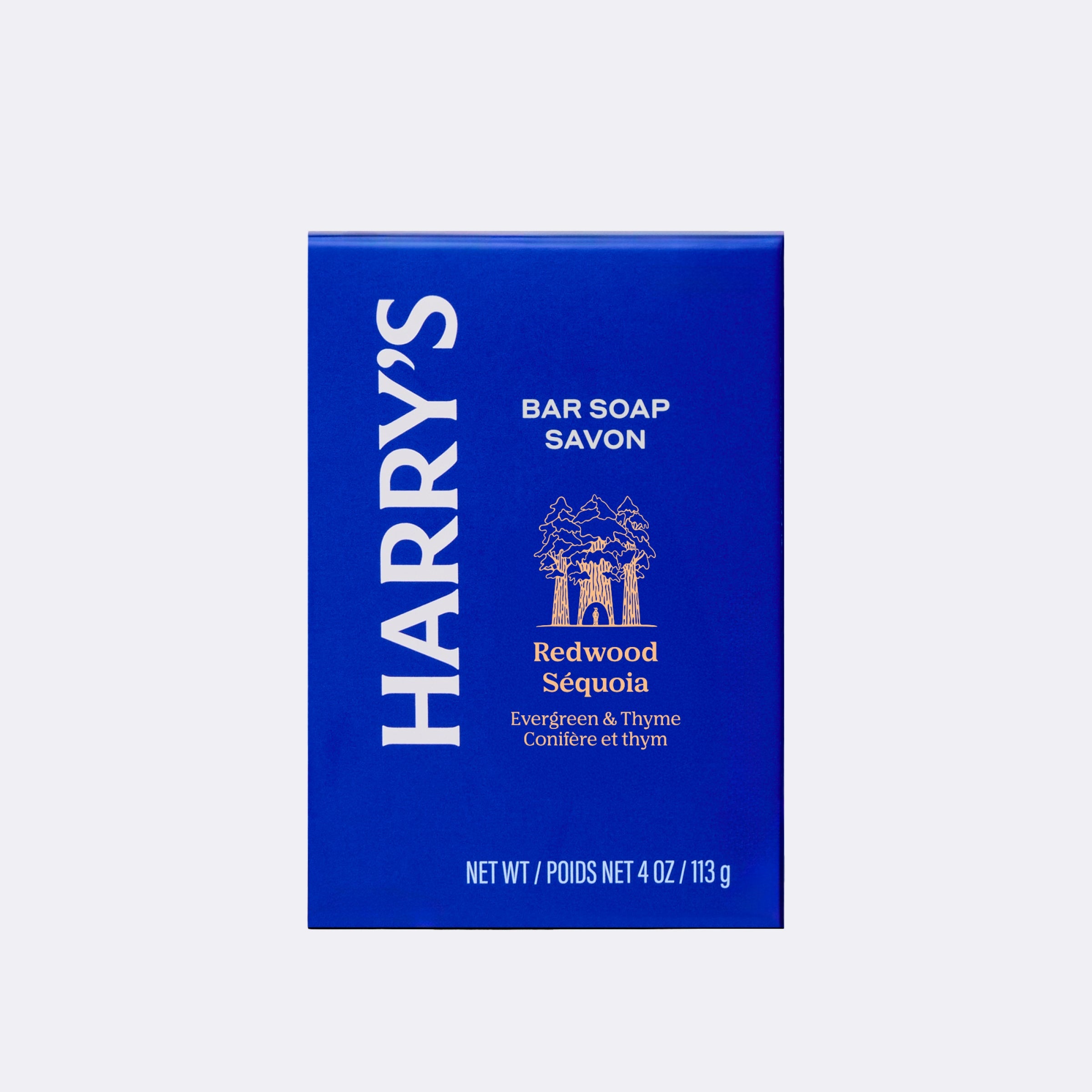 Blue box of Harry's bar soap on a white background